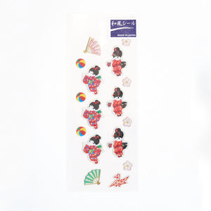 Decorative Sticker 'A Girl in Kimono'-Decorative Stickers-santoku-santoku nyc