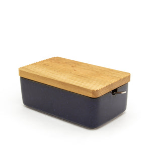 BEE HOUSE Butter Case with Wooden Lid and Stainless Butter Knife - ZERO JAPAN-Kitchen-ZERO JAPAN-Jeans Blue-SANTOKU NYC