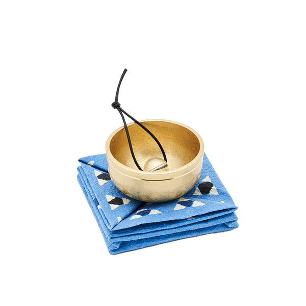 Kyujo Meditation Bell Orin with a hand-crafted washi bag (Blue)