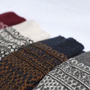 Unisex Wool Jacquard Crew Socks - NISHIGUCHI-Socks-NISHIGUCHI-santoku nyc