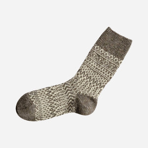 Unisex Wool Jacquard Crew Socks - NISHIGUCHI-Socks-NISHIGUCHI-Gray-S-santoku nyc