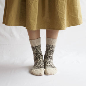 Unisex Wool Jacquard Crew Socks - NISHIGUCHI-Socks-NISHIGUCHI-santoku nyc