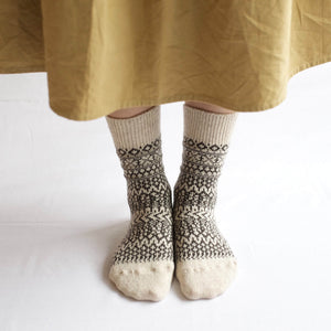 Unisex Wool Jacquard Crew Socks - NISHIGUCHI-Socks-NISHIGUCHI-santoku nyc