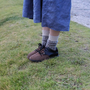 Unisex Wool Jacquard Crew Socks - NISHIGUCHI-Socks-NISHIGUCHI-santoku nyc