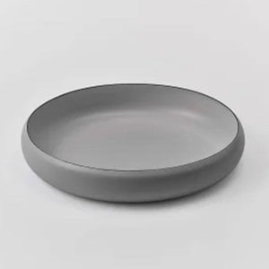 ovject Enamel Interior Large Serving Bowl -matte gray-Bowls-ovject-santoku nyc