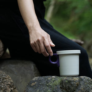 Detachable Handle Enamel Mug White - ovject-Mugs-ovject-santoku nyc