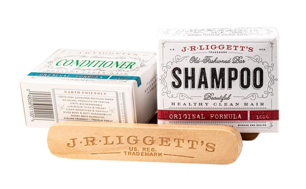 J.R. LIGGETT'S Wooden Shelf with Original Formula Shampoo & Conditioner Bar