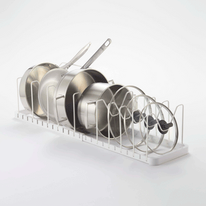 Adjustable Pot Lid Organizer - Steel-Pot Rack-Yamazaki Home-White-santoku nyc