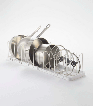 Adjustable Pot Lid Organizer - Steel-Pot Rack-Yamazaki Home-White-santoku nyc