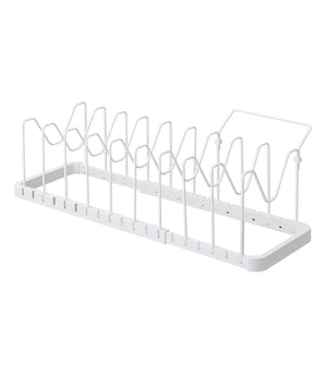 Adjustable Pot Lid Organizer - Steel-Pot Rack-Yamazaki Home-White-santoku nyc