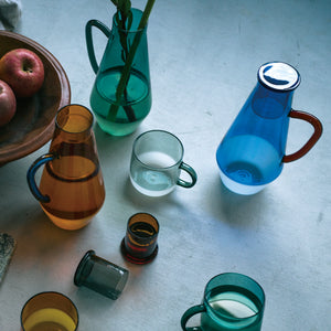 TWO TONE Heat-Resistant Glass & Milk Glass Carafe - amabro-Carafes-santoku nyc