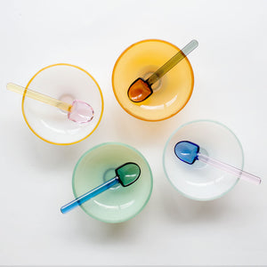 TWO TONE Heat-Resistant Glass Spoon - amabro-Glassware-santoku nyc