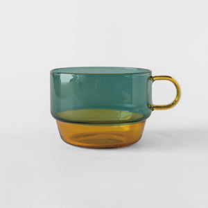TWO TONE Heat-Resistant Glass Stacking Mug - amabro-Glassware-santoku nyc