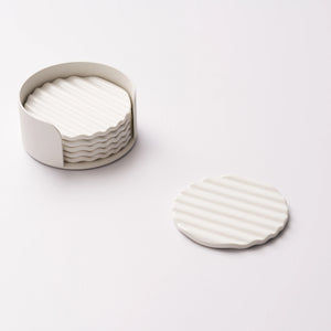APTO Wave Coaster Set, Ceramic + Steel - Yamazaki Home