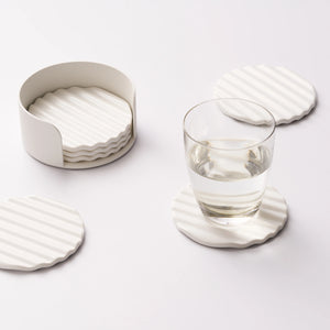 APTO Wave Coaster Set, Ceramic + Steel - Yamazaki Home