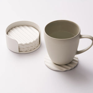 APTO Wave Coaster Set, Ceramic + Steel - Yamazaki Home