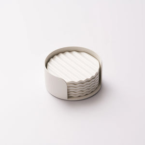 APTO Wave Coaster Set, Ceramic + Steel - Yamazaki Home