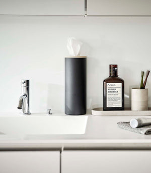 Steel & Wood Round Tissue Case - Yamazaki Home-Tissue Case-Yamazaki Home-SANTOKU NYC