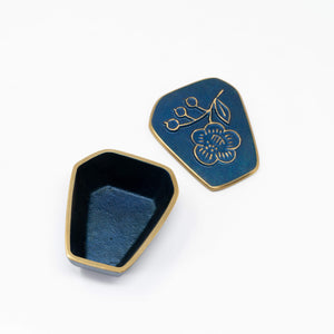 Blue-Lacquered Brass Trinket Box Blue/Gold - CASTIN'-Trays + Catchalls-CASTIN'-santoku nyc