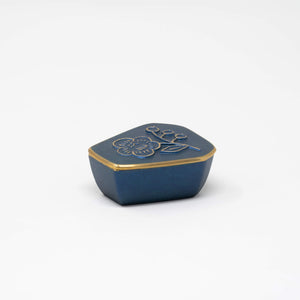 Blue-Lacquered Brass Trinket Box Blue/Gold - CASTIN'-Trays + Catchalls-CASTIN'-santoku nyc