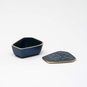 Blue-Lacquered Brass Trinket Box Blue/Gold - CASTIN'-Trays + Catchalls-CASTIN'-santoku nyc