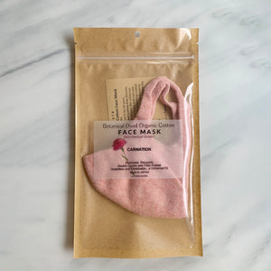 Unisex Botanical Dyed Organic Cotton Face Mask Carnation(Pink) - Tabbisocks