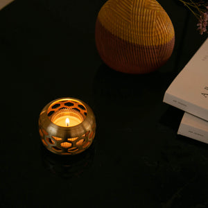 Brass Candle Shade with Glass Holder & Candle - NOUSAKU-Candle Holder-NOUSAKU-santoku nyc