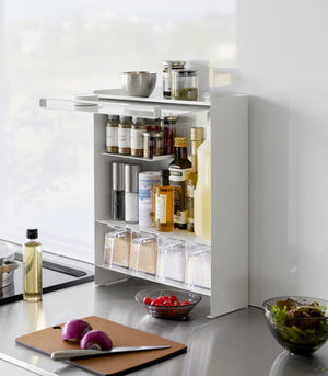 Concealable Spice Rack, Steel - Yamazaki Home-Kitchen Organizer-Yamazaki Home-White-santoku nyc