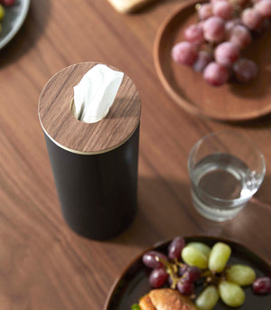 Steel & Wood Round Tissue Case - Yamazaki Home-Tissue Case-Yamazaki Home-SANTOKU NYC