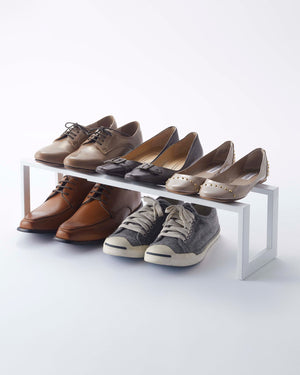 Expandable Shoe Rack - Two Sizes - Steel-Shoe Rack-Yamazaki Home-santoku nyc