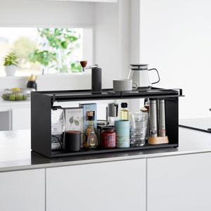 Front-Opening Kitchen Countertop Storage Rack, Steel - Yamazaki Home-Kitchen Organizer-Yamazaki Home-Black-santoku nyc