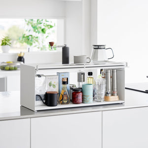 Front-Opening Kitchen Countertop Storage Rack, Steel - Yamazaki Home-Kitchen Organizer-Yamazaki Home-White-santoku nyc