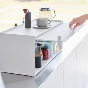 Front-Opening Kitchen Countertop Storage Rack, Steel - Yamazaki Home-Kitchen Organizer-Yamazaki Home-White-santoku nyc