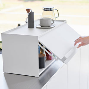 Front-Opening Kitchen Countertop Storage Rack, Steel - Yamazaki Home-Kitchen Organizer-Yamazaki Home-White-santoku nyc