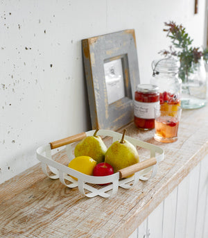 Fruit Basket - Steel + Wood-Fruit Basket-Yamazaki Home-santoku nyc