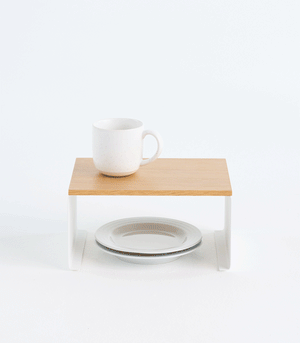 Steel & Wood Stackable Countertop Shelf Two Sizes-Riser-Yamazaki Home-Small-santoku nyc