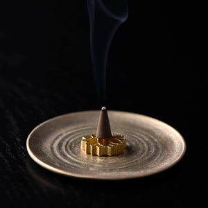 Brass Incense Stick Holder with Tray 'Lotus' - GINGADO-Home & Wellness-GINGADO-santoku nyc