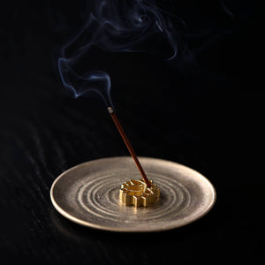 Brass Incense Stick Holder with Tray 'Lotus' - GINGADO-Home & Wellness-GINGADO-santoku nyc