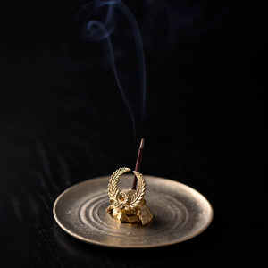 Brass Incense Stick Holder with Tray 'Tokugawa' - GINGADO-Home & Wellness-GINGADO-santoku nyc