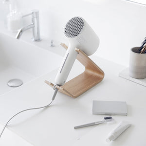 Hair Dryer and Iron Stand, Wood - Yamazaki Home-Hair Care-Yamazaki Home-Ash-santoku nyc