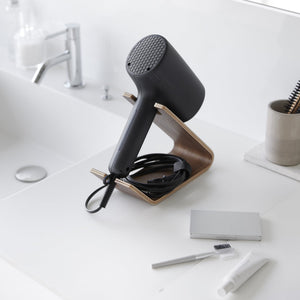 Hair Dryer and Iron Stand, Wood - Yamazaki Home-Hair Care-Yamazaki Home-Walnut-SANTOKU NYC
