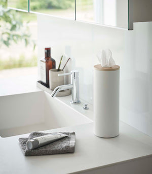 Steel & Wood Round Tissue Case - Yamazaki Home-Tissue Case-Yamazaki Home-SANTOKU NYC