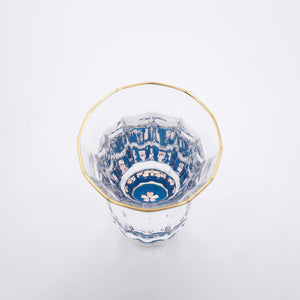 Kaleidoscope Abalone Glass gold-rimmed Cup 2.37 fl oz Sakura Blue - Amano Shikki-Barware-Amano Shikki-santoku nyc