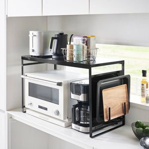 Kitchen Appliance Rack With Steel Side Panel, Steel - Yamazaki Home-Countertop Shelf-Yamazaki Home-Black-santoku nyc