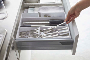 Large Expandable Cutlery Organizer - Yamazaki Home-Drawer Organizer-Yamazaki Home-White-santoku nyc