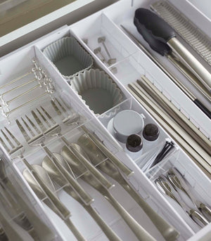 Large Expandable Cutlery Organizer - Yamazaki Home-Drawer Organizer-Yamazaki Home-White-santoku nyc
