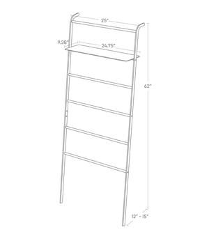 Leaning Storage Ladder With Shelf 63" H, Steel - Yamazaki Home-Leaning Ladder-Yamazaki Home-White-santoku nyc