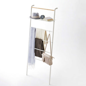 Leaning Storage Ladder With Shelf 63" H, Steel - Yamazaki Home-Leaning Ladder-Yamazaki Home-White-santoku nyc