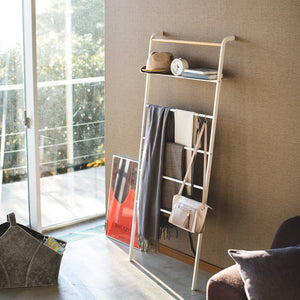 Leaning Storage Ladder With Shelf 63" H, Steel - Yamazaki Home-Leaning Ladder-Yamazaki Home-White-santoku nyc
