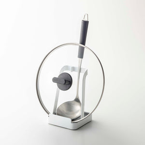 Lid & Ladle Stand - Steel-Stovetop-Yamazaki Home-White-santoku nyc